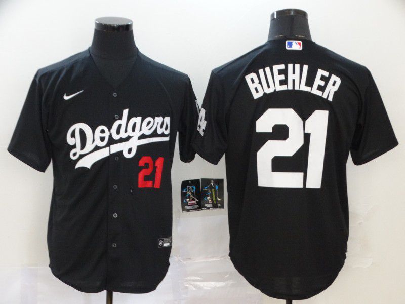 Men Los Angeles Dodgers 21 Buehler Black Nike Game MLB Jerseys